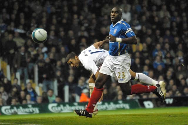 Sol Campbell in action for Pompey. Picture: Mick Young