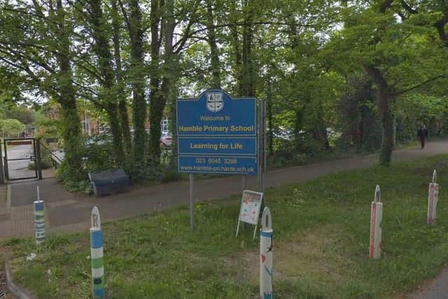 A man flashed pupils at Hamble Primary School this lunchtime. Picture: Google Maps