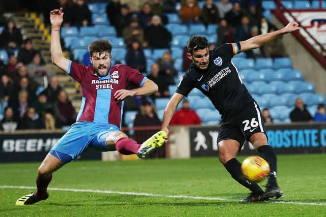 Gareth Evans scored for Pompey at Scunthorpe. Picture: Joe Pepler