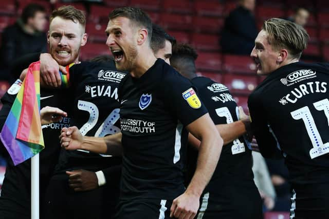 Pompey won 2-1 at Scunthorpe and manager Kenny Jackett praised the way his team performed. Picture: Joe Pepler