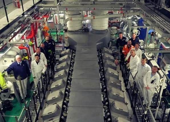 Engineers from HMS Prince of Wales by the engines. Picture: Royal Navy