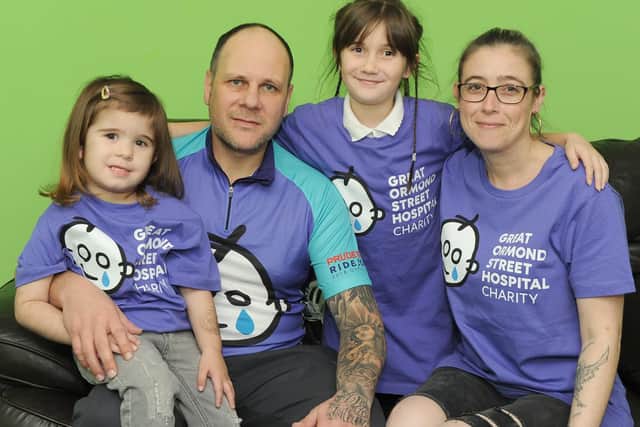 Paul Yetman with his daughters,  Nancy 3, Saffron 9 and his wife Katie. Picture: Habibur Rahman
