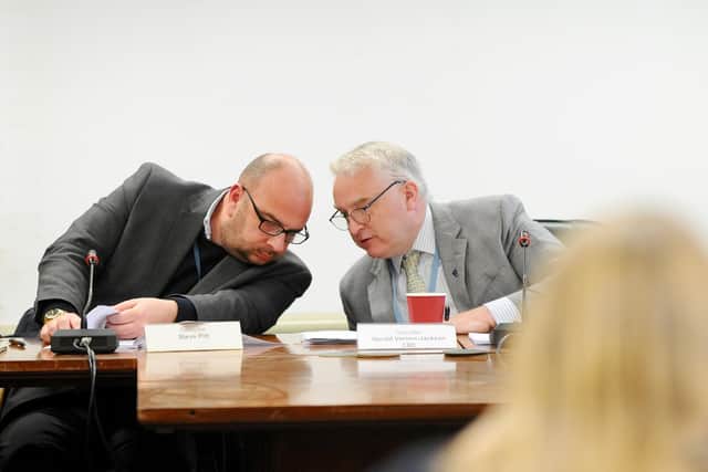 Lib Dem councillors voted unanimously to scrap Victory Energy for the second time at a council meeting at Portsmouth Guildhall on Tuesday November 27. Pictured Cllr Steve Pitt and leader of Portsmouth City Council Gerald Vernon-Jackson. Picture: Sarah Standing (180850-9286)