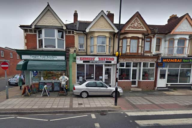 Family Tattoo owner Tony Wallace has vowed to keep parking on the pavement outside his shop on Tangier Road. Googe Maps image from June 2018