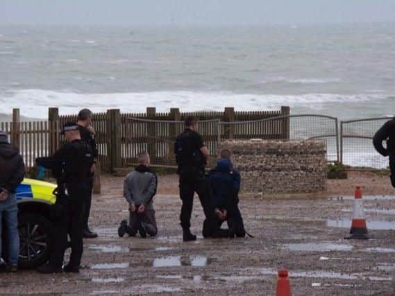 Armed police at Birling Gap. Picture: Raymond Hughes