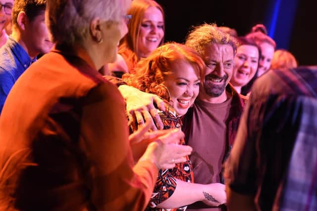 Amba Tremain and Charlie Fletcher of Urban Vocal Group are surprised to win the Special Achievement Award at last year's Guide Awards. Picture: Duncan Shepherd