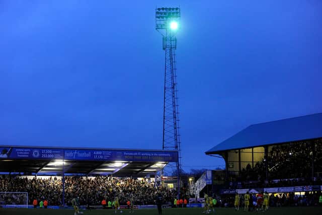 Fratton Park at night Picture: Allan Hutchings