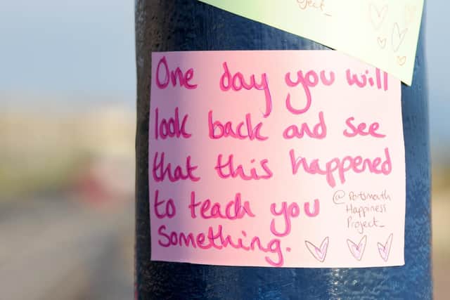 One of the many inspirational messages by the Portsmouth Happiness Project. Picture: Sarah Standing