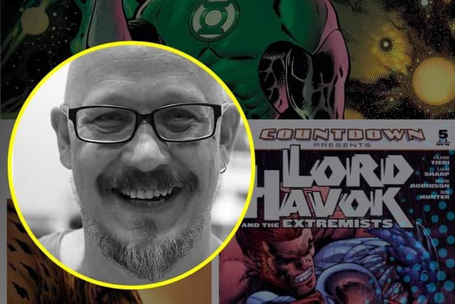 Liam Sharp, in artwork for the Portsmouth Comic Con - International Festival of Comics, illustrated by Spike Zephaniah