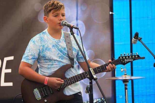 Mayfield School pupil, Harrison Etherington, 12, performing at the Victorious Festival.