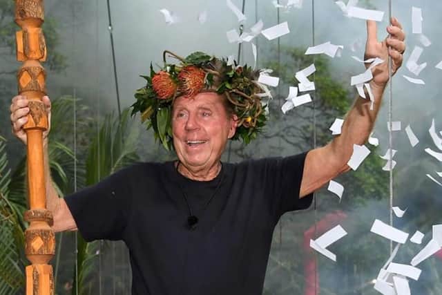 Harry Redknapp celebrates after winning this series of I'm A Celebrity.
