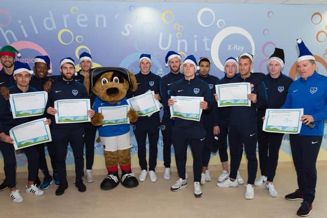 Pompey stars tour the wards at Queen Alexandra Hospital. Picture: Duncan Shepherd