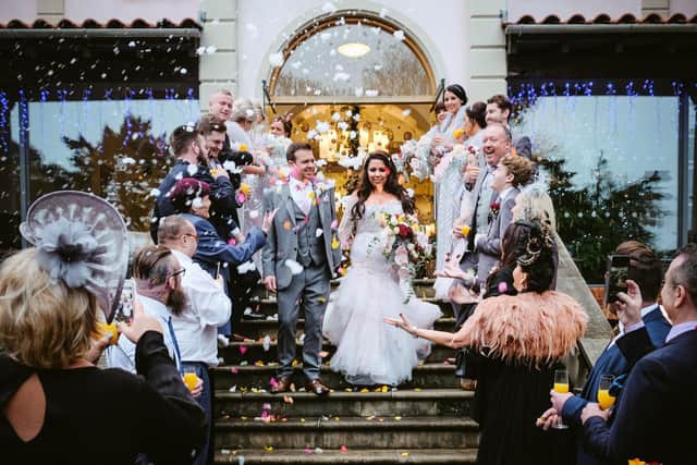 The newlyweds on their wedding day in December.