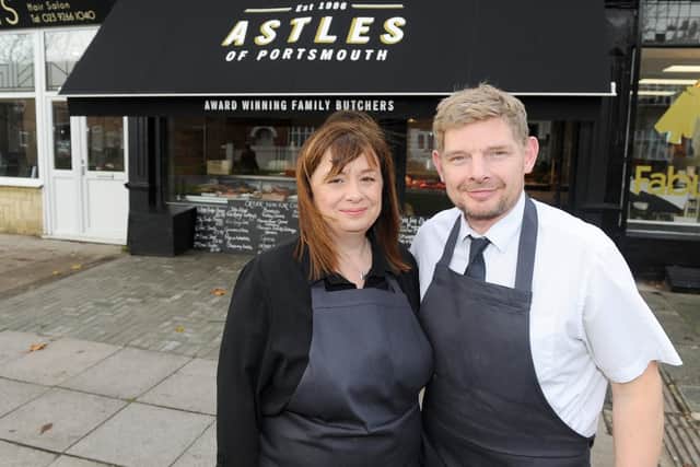 Karen and Paul Astle have run Real Country Butchers for 22 years and have recently had a refurbishment and name change to Astles of Portsmouth.
Picture: Sarah Standing (180854-2624)