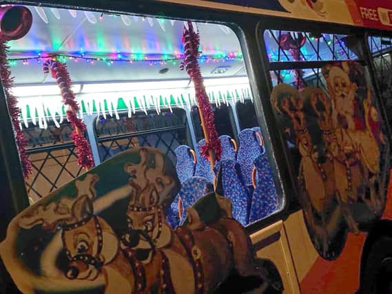 A window on Stagecoach's Santa Bus was smashed yesterday evening. Picture: Colin Ashcroft