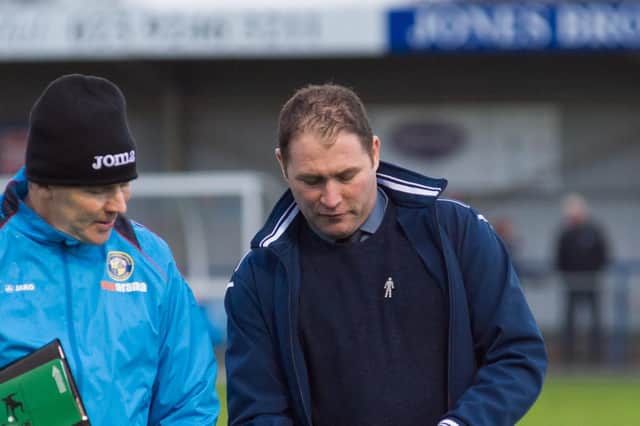 Hawks manager Lee Bradbury, right, had an interview for the Hartlepool job. Picture: Duncan Shepherd