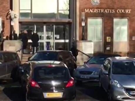 People outside Portsmouth Magistrates' Court