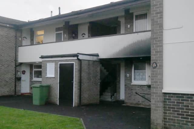 Blackened plaster above the flat badly damaged in a fire at Phoenix Square, Hilsea. Picture: Habibur Rahman