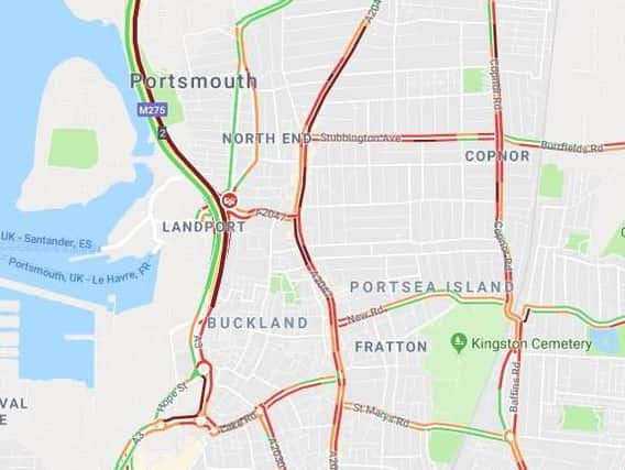 There are long delays on Portsmouth roads this afternoon