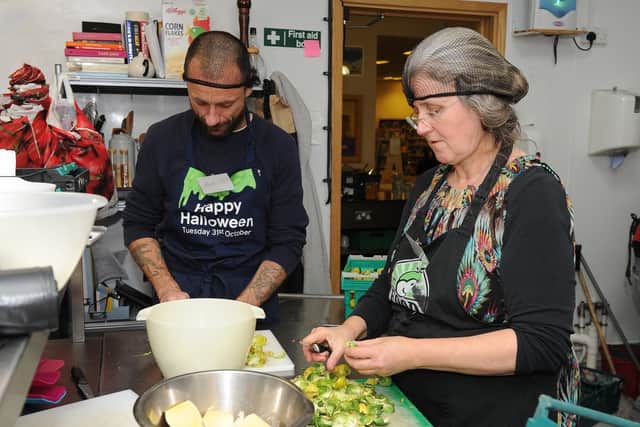 Volunteers at FoodCycle Portsmouth preparing food