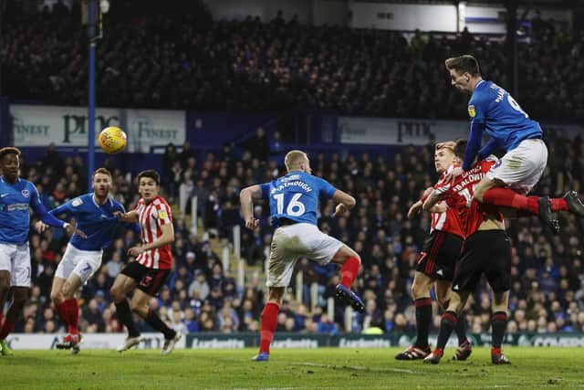 Pompey striker Oli Hawkins played a part in all three of Pompey's goals against Sunderland. Picture: Joe Pepler