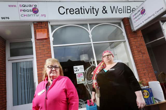Co-founders Shaz Bannister, left, and Charlie Reilly after the break-in at Square Pegs charity shop, Gosport Picture: Chris Moorhouse