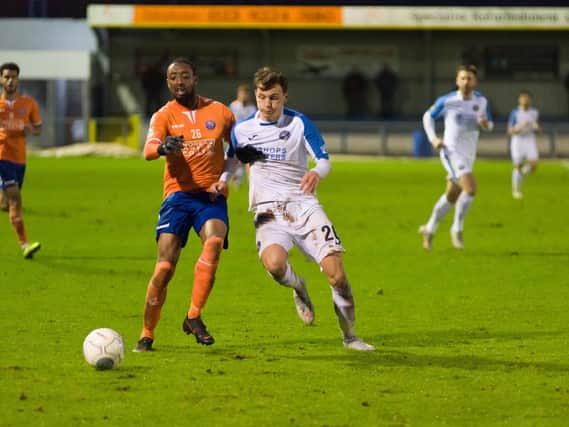 Alfie Rutherford picked up an injury against Hartlepool. Picture: Duncan Shepherd