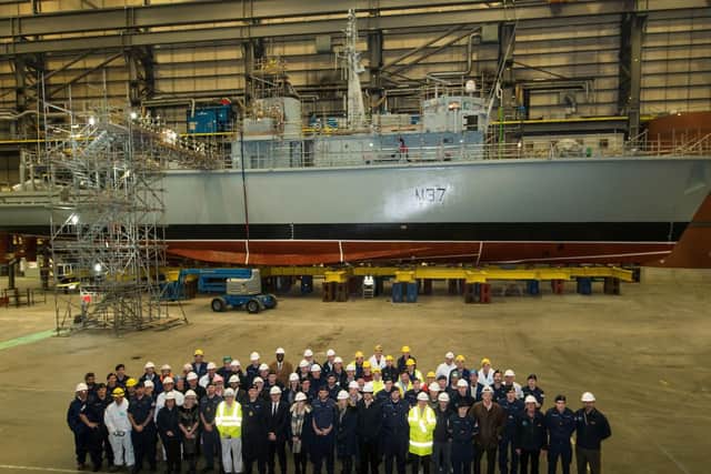 HMS Chiddingfolds crew with BAE Systems HMS Chiddingfold project team. Picture: BAE Systems