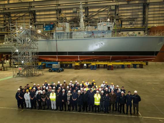 HMS Chiddingfolds crew with BAE Systems HMS Chiddingfold project team. Picture: BAE Systems