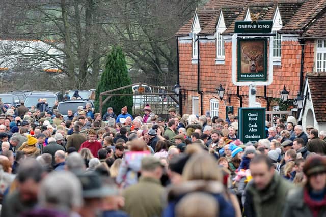 More than 500 people lined the street near The Bucks Head, in Meonstoke, to watch the pack set off

Picture: Sarah Standing (180888-225)