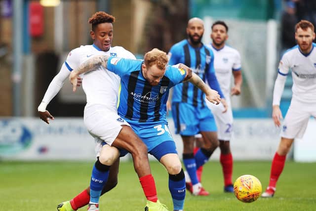 Jamal Lowe in action at Gillingham. Picture: Joe Pepler