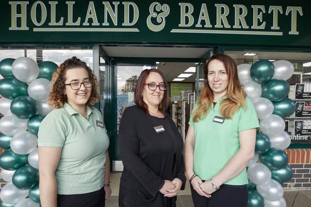 Holland & Barrett has opened a new store in Waterlooville. Pictured centre is store manager Cheryl Dering.