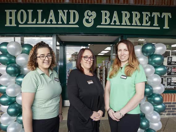 Holland & Barrett has opened a new store in Waterlooville. Pictured centre is store manager Cheryl Dering.