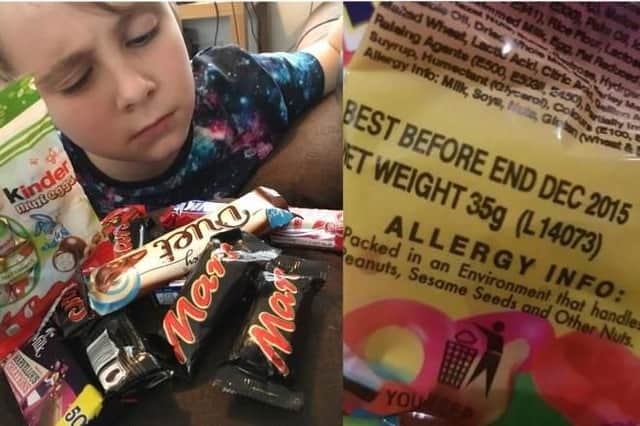 Sam Law, 11, from Hayling Island with some of the chocolates from the jar
