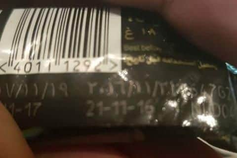 Out-of-date chocolate bar