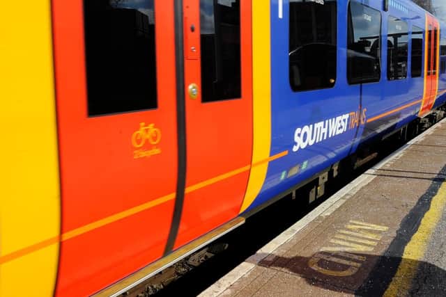 South West Trains await their next journey. Malcolm Wells (13722-3762C)