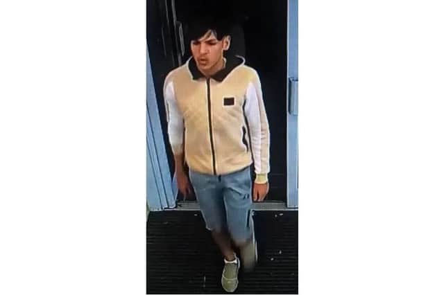 This is the man police wish to speak to after the thefts at O2 in Commercial Road. Do you recognise him?