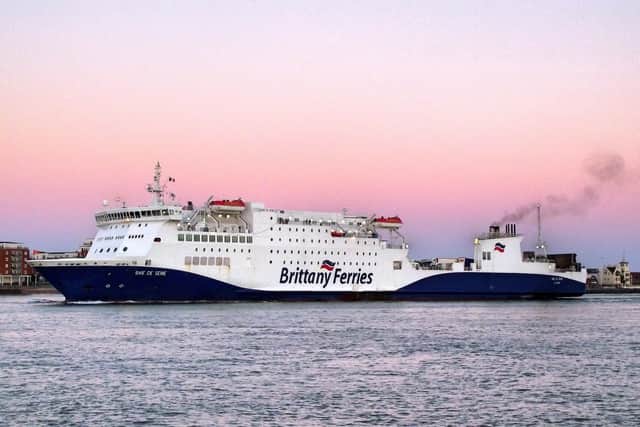 Brittany Ferries' Baie de Seine arriving in Portsmouth Harbour. The ship is one of two which journeys from the city to Le Havre. Picture: Tony Weaver