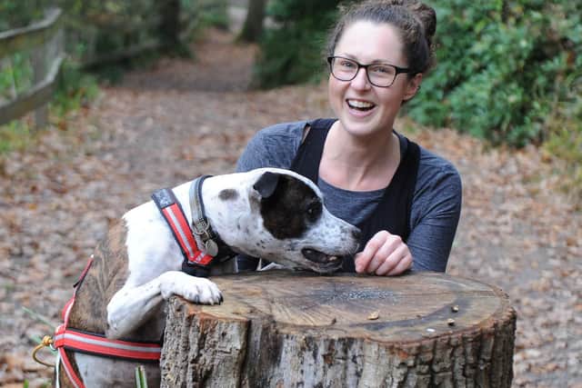 Stacey Price has began an unusual career of dog jogging as part of her dog care business, 'On the ball walkies'.
Stacey Price pictured with her dog, Billy at Holly Hill Park, Sarisbury Green. Picture: Habibur Rahman