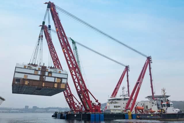 The alt block being lifted. Picture: Brittany Ferries