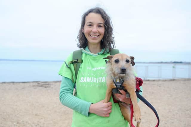 Frances Vigay and her dog Pippa. Picture: Sarah Standing (180890-4860)
