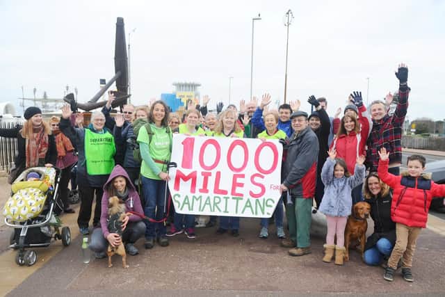 Frances completed her last mile with a group of supporters. Picture: Sarah Standing (180890-4882)