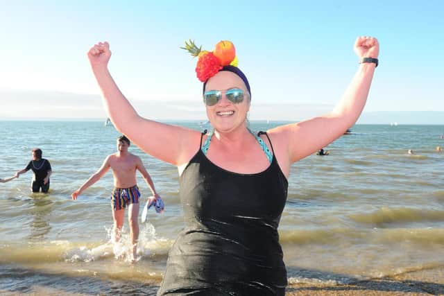 Anna Wardley at the annual Gafirs New Year's Day swim. Picture: Sarah Standing