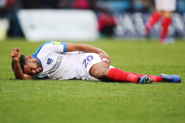 Nathan Thompson picked up a hamstring injury at Gillingham. Picture: Joe Pepler