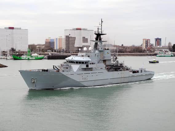 HMS Mersey leaving Portsmouth Harbour on Thursday, November 3, as Britain looks to use the military to respond to the migrant crisis in Dover.

Picture: Sarah Standing (030119-5055)