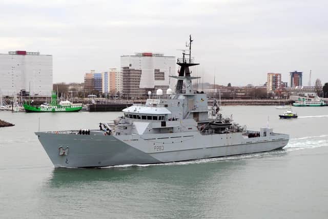 HMS Mersey leaving Portsmouth Harbour on Thursday, November 3, as Britain looks to use the military to respond to the migrant crisis in Dover.

Picture: Sarah Standing (030119-5055)