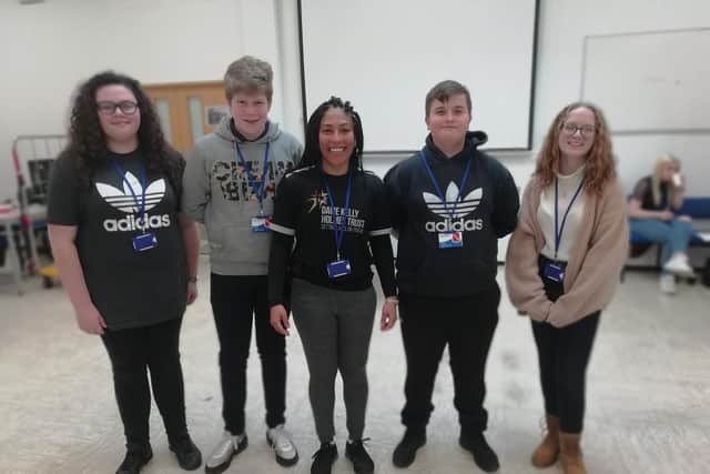 Park Community School students with boxer and mentor Hannah Beharry.