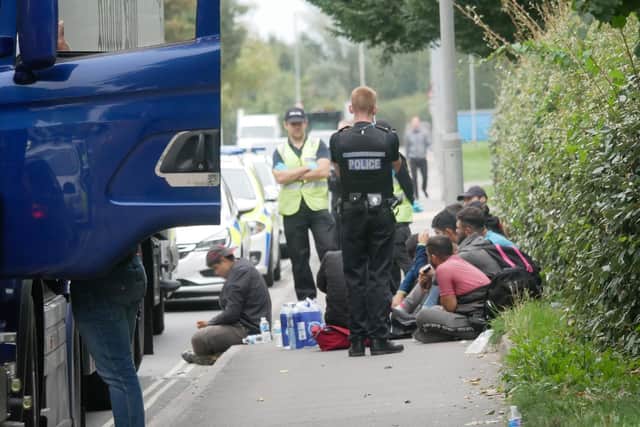 Police dealing with 31 suspected illegal immigrants found in lorry in Quartremaine Road, Copnor, in September last year
Picture : Habibur Rahman