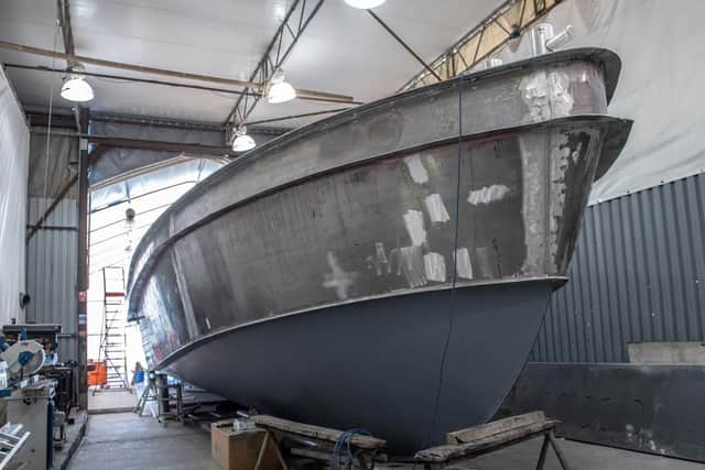A photo of the Team Britannia superboat during her construction Picture: Vernon Nash (180402-012)