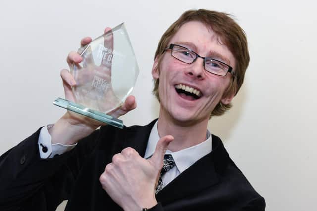 Sean Ridley give his Best Amateur Actor Award 2017 the thumbs up. Picture: Duncan Shepherd